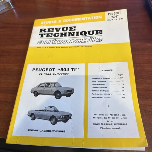 Revue technique peugeot 504 - peugeot,