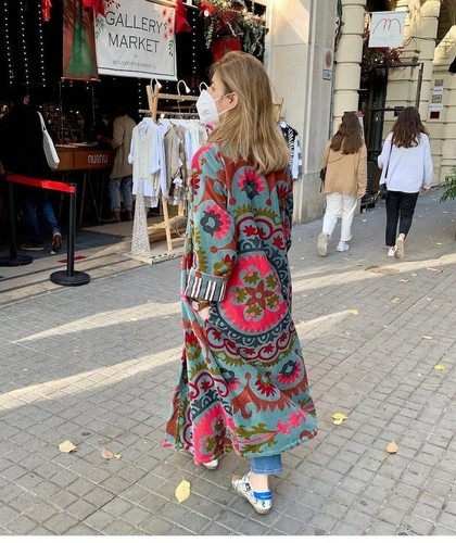 Kimono suzani vert indien - indien, en