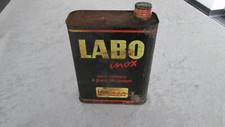 Ancien bidon huile en tôle Oil Can Tin LABO Inox L4 Demi Epaisse