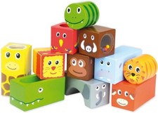 Cubes Sonores la Savane - 11 cubes en bois sonores animaux de la savane - Décoré