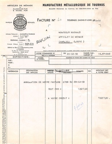 1951 manufacture metallurgique - 1951,