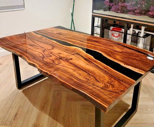 Black epoxy wood table - wood,