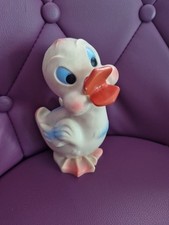 Vintage Jouet Pouet CANARD beige/bleu ciel Made in Italy LOGO Éléphant LEDRA