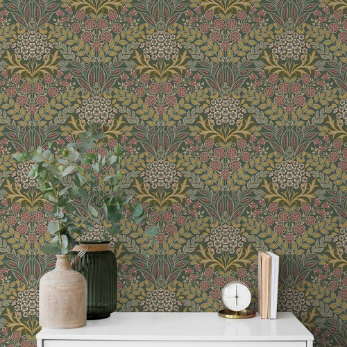 Damas floral papier peint - damas,
