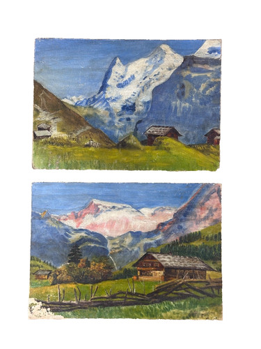 Tableau ancien chalet cervin - tableau,