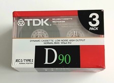 Lot de 3 Cassettes Audio TDK D90 – Neuf sous blister – Type I – 90 min – Normal