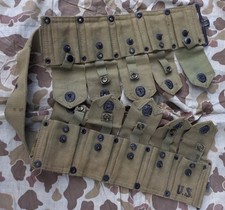 US Army WWII  M1923 Garand Cartridge Belt, R.M. Co., 1943, Laundry Number
