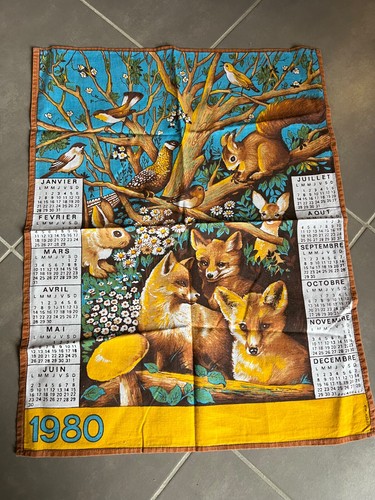 Torchon calendrier ancien - torchon,