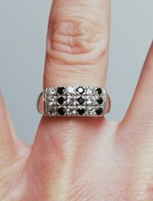 Ancienne Bague En Argent Massif 925 Jonc Alliance Anneaux Créateur pierre