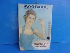 tôle publicitaire ancienne , thermomètre : MOC-BARIL  , pin-up.