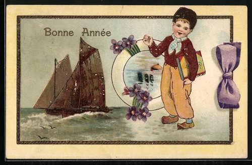 Carte postale gaufrée garçon