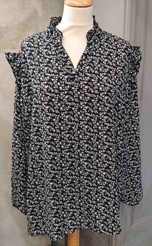 Blouse fleurs blanches - , noires