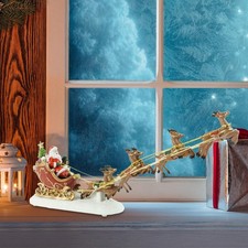 Père Noël avec 8 rennes décoratifs lumineux pour les fêtes Étagère