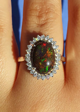 Feu Opale Bague, Solide 10k or