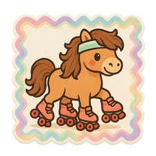 Poney Shetland sur patins à