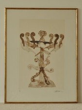 Arman, Menorah. Eau-forte en brun (1983)