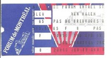 RARE / TICKET BILLET CONCERT - VAN HALEN LIVE A MONTREAL ( QUEBEC CANADA ) 1984