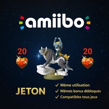 Jeton Amiibo • LINK LOUP - WOLF LINK - 20 ❤ • Zelda Midna Twilight Princess