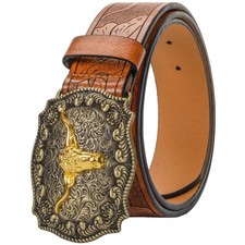 Ceinture à boucle de cow-boy en cuir occidental pour hommes femmes jeans cein...