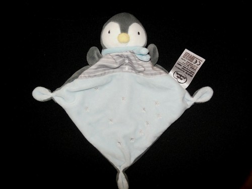 Doudou plat pingouin - pingouin, gris