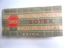 Ancienne Boîte Coton Hydrophile SOTEX Chirurgical Pliage Zig-Zag Vintage