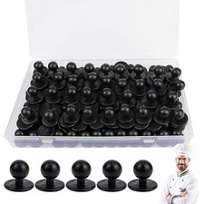Lot de 150 boutons sphériques pour veste de cuisinier - En nylon noir - Pour ...