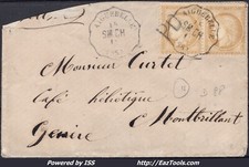FRANCE N°59x2 SUR LETTRE POUR