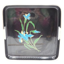 Plateau À Boisson En Laque Noir Et Or 10-1/2” Japon Laqué