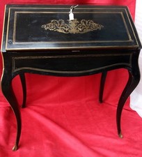 Secrétaire Napoléon III marqueté de laiton et bois noirci XIX siècle