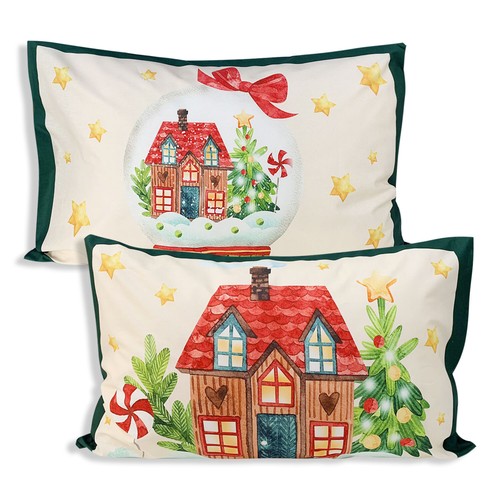 Paire taies noel impression - taies,