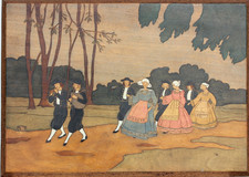NOCES BRETONNES - GRAND PANNEAU PYROGRAVÉ ET COLORÉ - 50 x 70 cm - 2,920 kg
