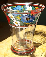 Vase Verre Antique Fleurs Main