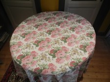 NAPPE RONDE ET 6 SERVIETTES 100% COTON MOTIFS FLEURIE PAULE MARROT