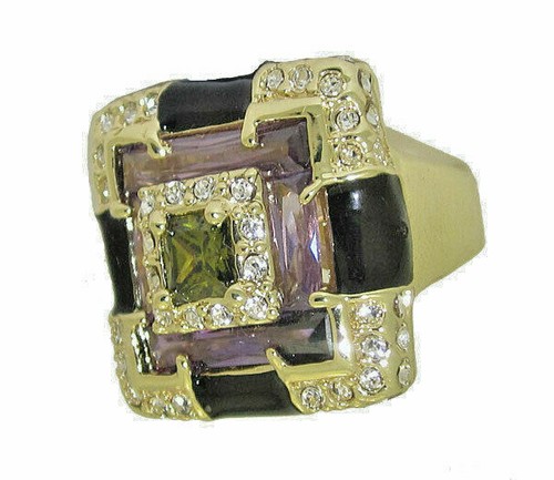 Bague époxy carrée - Époxy, cz