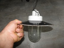 Ceiling antique Lamp CERAMIC cage Enamelled industrial LIGHT bauhaus Machine age