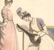 1800 Gravure aquarellée Mode