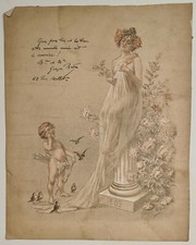 Georges Redon Élégante et enfant 1903 Estampe en couleur Art Nouveau Femme