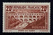 FRANCE YVERT 262 Aa SCOTT # 253 " PONT DU GARD 20F RED BROWN CLEAR " MNH VF Y920