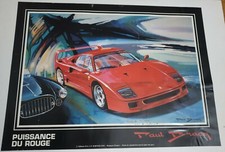 Ferrari - Puissance du rouge Paul Bracq vers 1990 Affiche Originale Automobile
