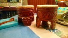 TRES RARE 2 TAM TAM DU PACIFIQUE SCULPTER TRES ANCIEN