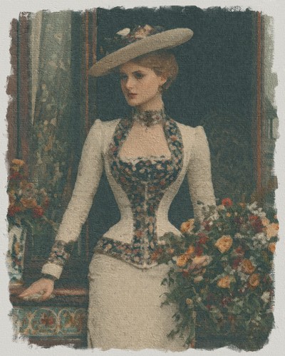 Elegant victorian woman oil - woman,