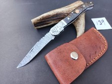 couteau de poche pliant Fait À Main Lame Acier Damas Manche En Corne DeBélier139