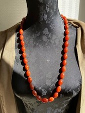  NECKLACES, art deco, bakelite, ORANGE/ RED / BROWN COLOR ,vintage-N°3