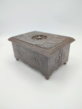 Ancienne boîte en bois, Coffret à bijoux, Style breton, Bois sculpté
