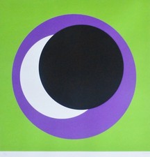 Geneviève Claisse 1935-2018 Cercle Noir/Vert Signé À La Main Artiste Française