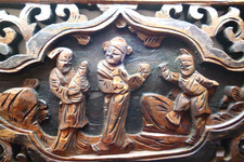 Panneau en bois sculpté chinois. XIX ème. Boiserie chinoise. Chine.