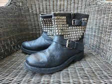 (E107 913) ? Bottines Biker ASH Cloutées – Cuir Noir – Taille 38 Made in Mexico