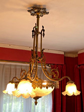 ANCIEN IMPOSANT LUSTRE BRONZE