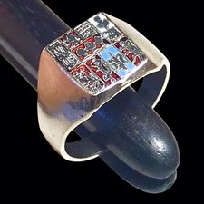 Ancienne chevalière Basque Bague Blason émaillé Provinces Basques   T 59