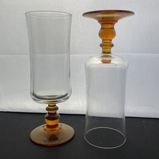 2 verre à pied flute à champagne ARC LUMINARC vintage pied marron orangé ambré